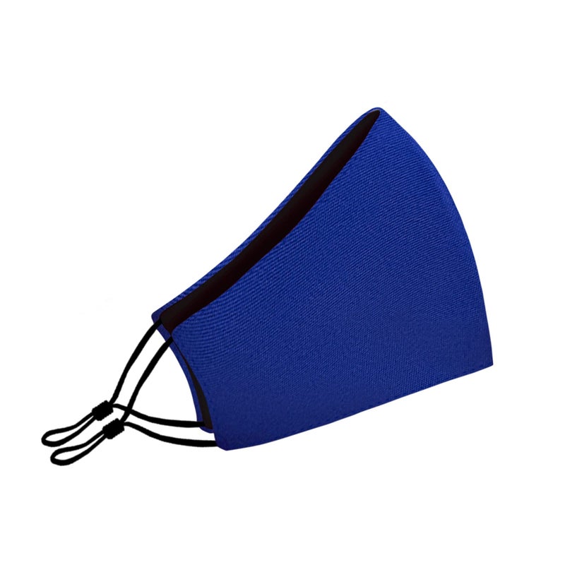 MASK BY DESIGN Washable Face Mask with Adjustable Ear Loops & Nose Wire - 3 Layers, Made in USA (Solid Royal Blue) - Image 4